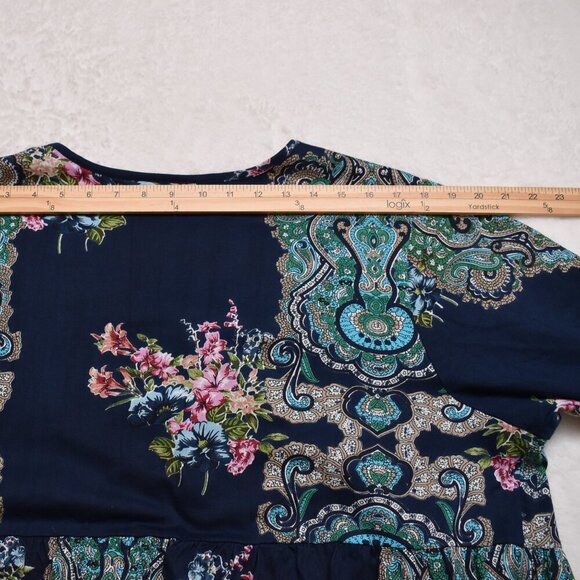 Ulla Popken Babydoll Tunic Top Sz 16 / 18 Floral Button Front Whimsigoth Boho - Picture 16 of 16